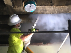 NorthStar team member soda blasting soot after LSU fire